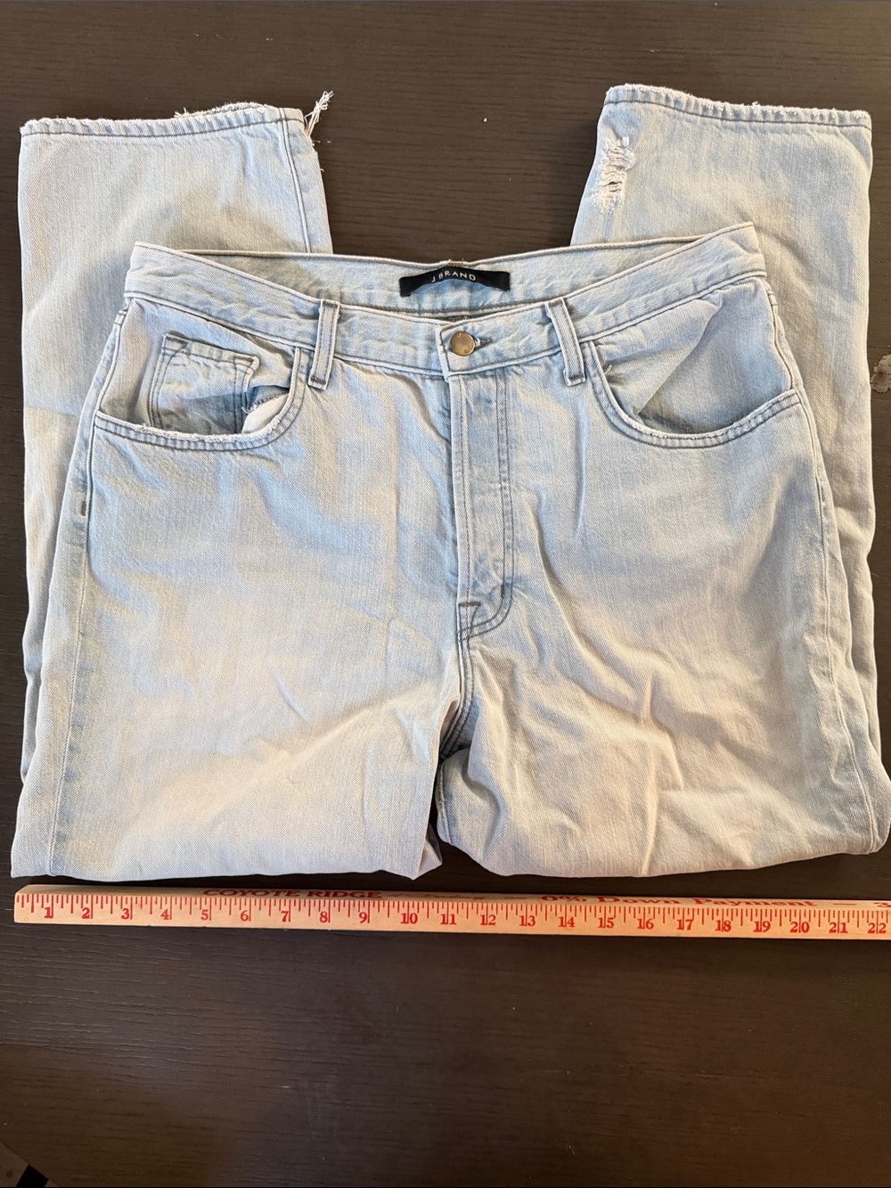 J Brand size 31 Light Blue Boyfriend Distressed Jeans -Classic Straight Fit soft